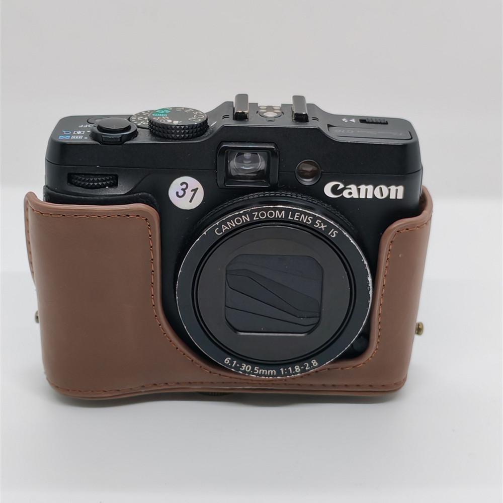 PU Leder Kameratasche für Canon Powershot G15 G16 Ganzkörperabdeckung mit Riemen