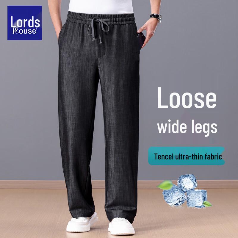 Men s Ice Silk Straight-Leg Casual Pants 4XL