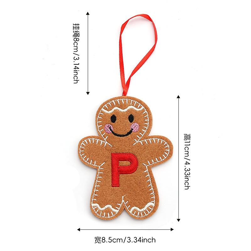 Gingerbread Man Ornaments for Christmas Tree Hanging Decor with Alphabet Letters Festive Holiday Home Decorations Gift