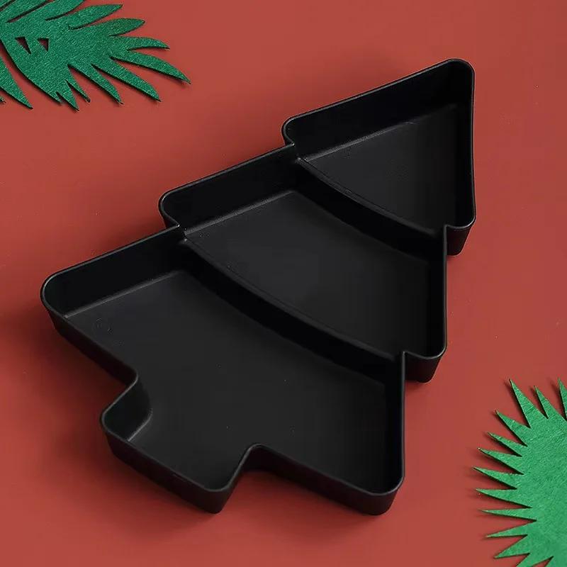 Creative Christmas Tree Shaped Tray Candy Snack Nuts and Dried Fruits Plastic Tray Bar Table Accessorie Dessert Plates Tableware