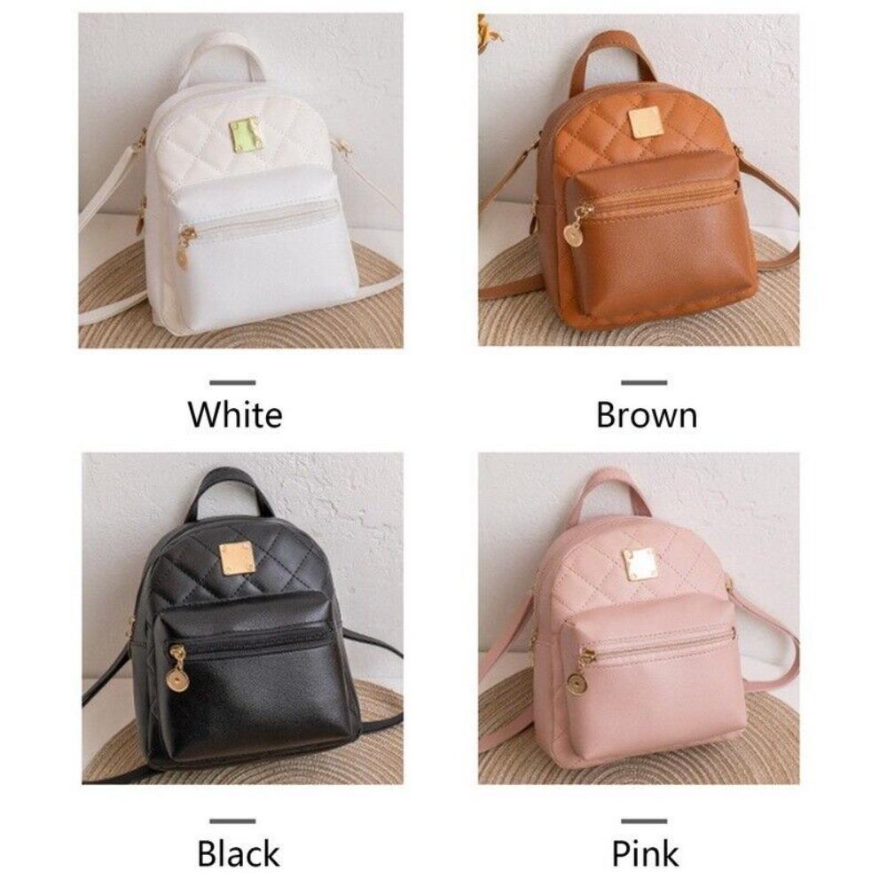 Women Backpack PU Leather Lingge Shoulder Small Backpack Multi-Function Ladies Phone Pouch Pack Ladies School Backpack Bags