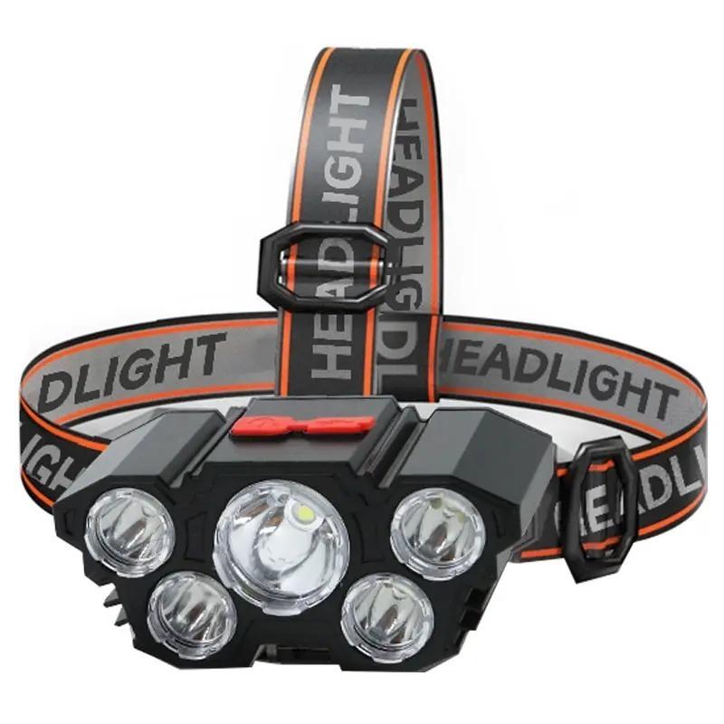 300LM Portable LED Headlamp 5 LEDs Flashlight USB Rechargeable 3 Lighting  Modes for Outdoor Camping Fishing Head Light Headlamp