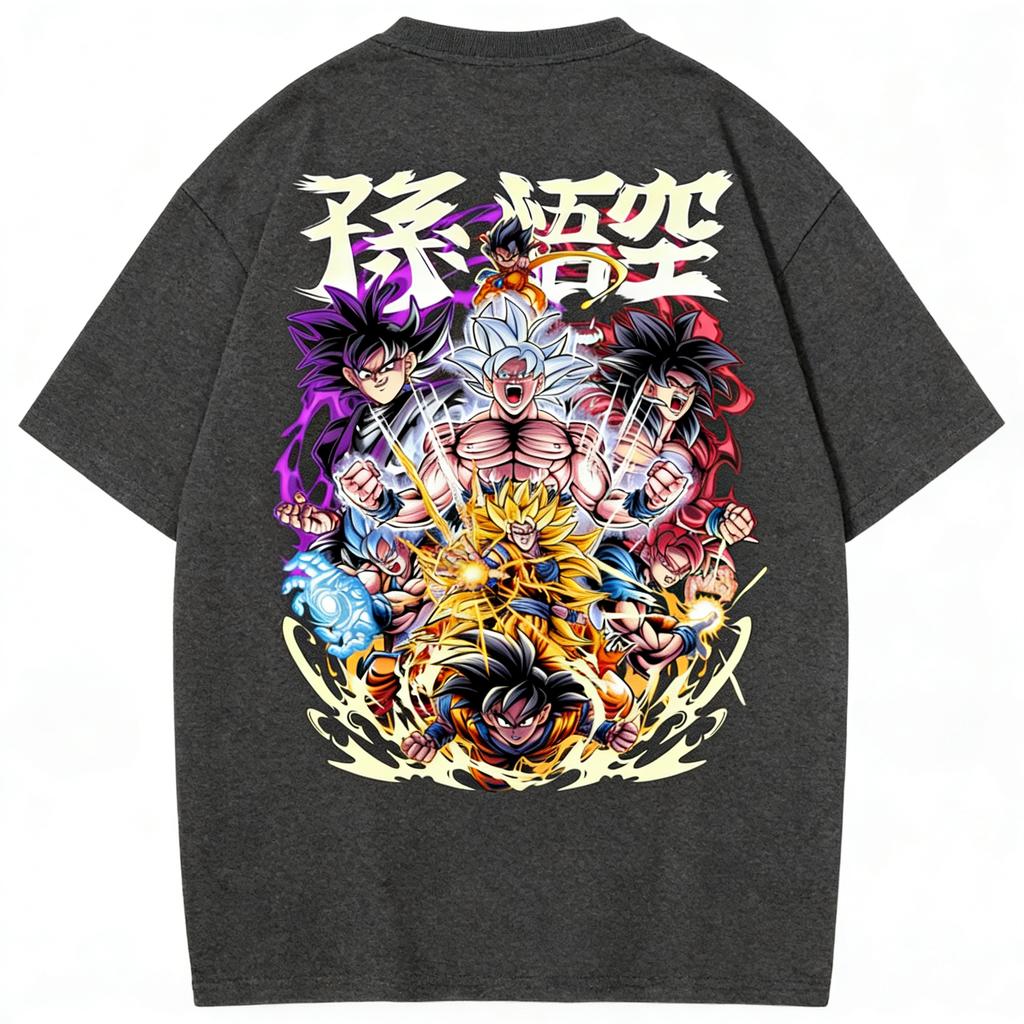 Sports Casual Outdoor Gym Goku All Forms TShirt Unisex 2026 Summer Cotton Oversized Dragon Ball Anime Graphic Print Daily Wear Tee