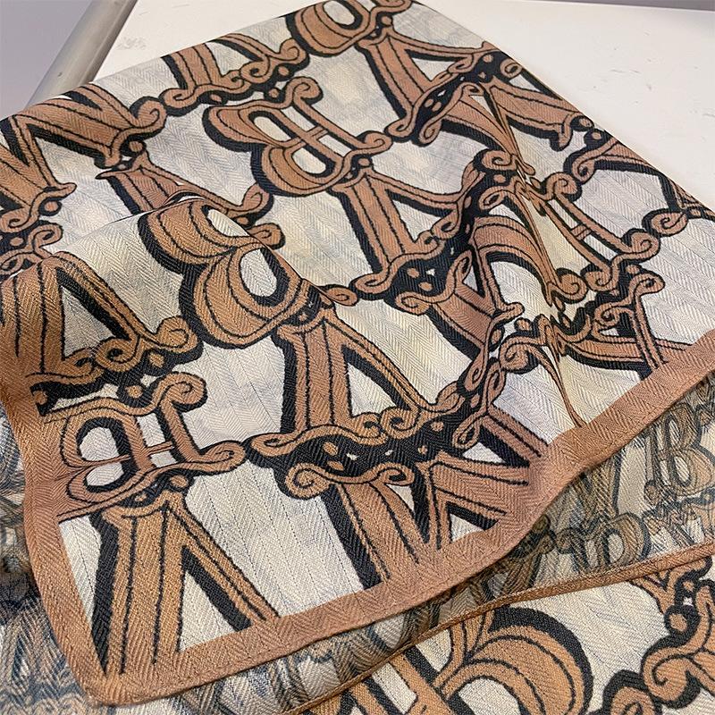 Letters Fashionable New Small Square Scarf Decorative Scarf Professional Neck Protection Multifunctional Outer Wear Shawl Hairband Sun Protection