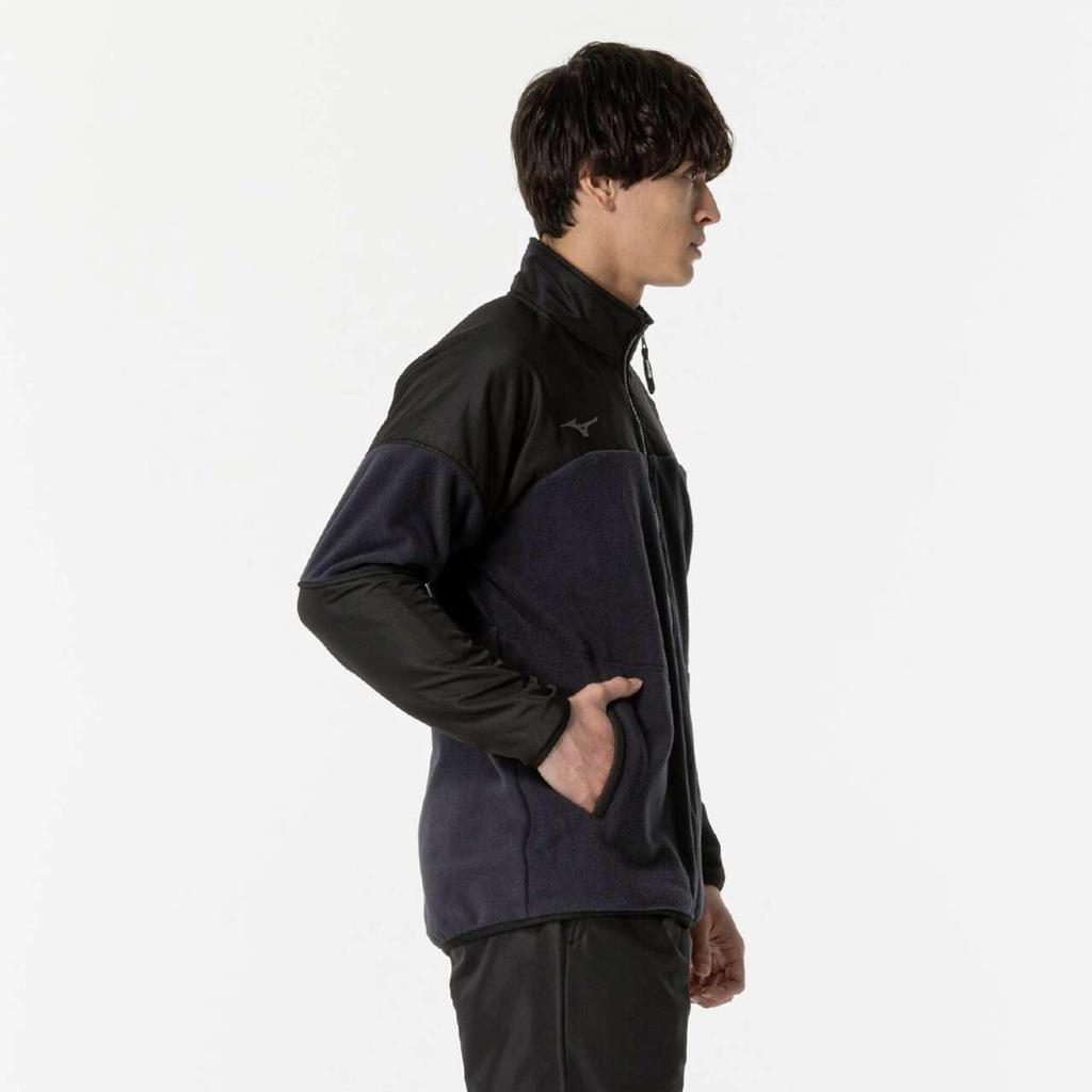 Mizuno Tennis Wear Fleece Standard Black Jacket, Water-Repellent, Silhouette, 62MCB520,