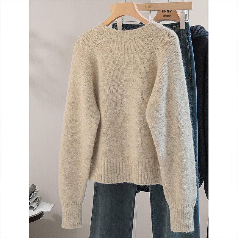 Silvshe Women's Bowknot Loose Fit Round Neck Sweater