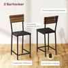 3-Piece Bar Table Set, 1 Bar Table, 2 Chairs, with Wine Rack, Glass Holder, Open Shelves, Footrests, Brown