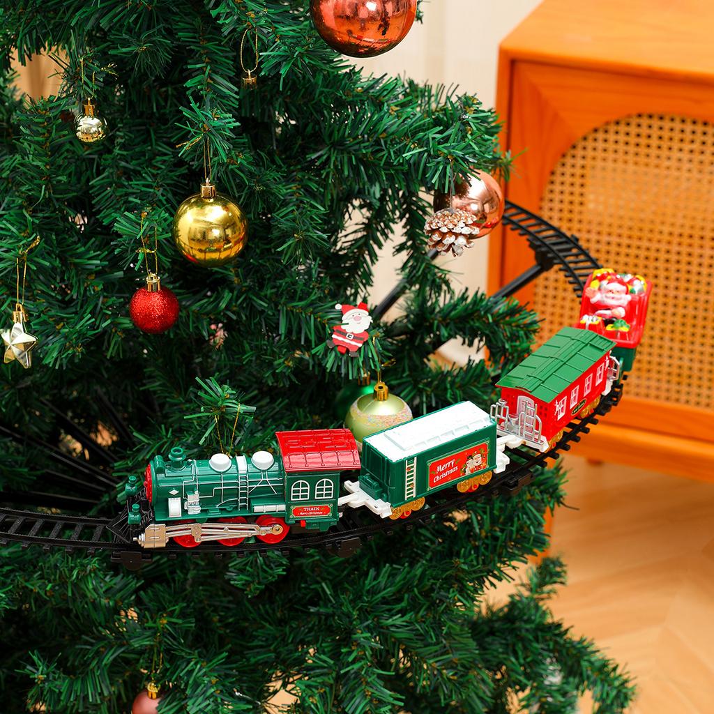 Electric Rotating Train with Sound & Light Hanging Christmas Tree Decoration Plastic Material China