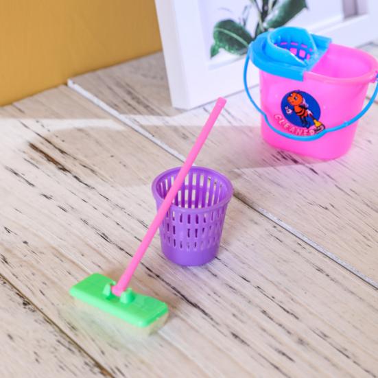 9Pcs/Set Pretend Play Broom Vacuum Cleaner Cleaning Kit Toy Dollh-ouse Accessory
