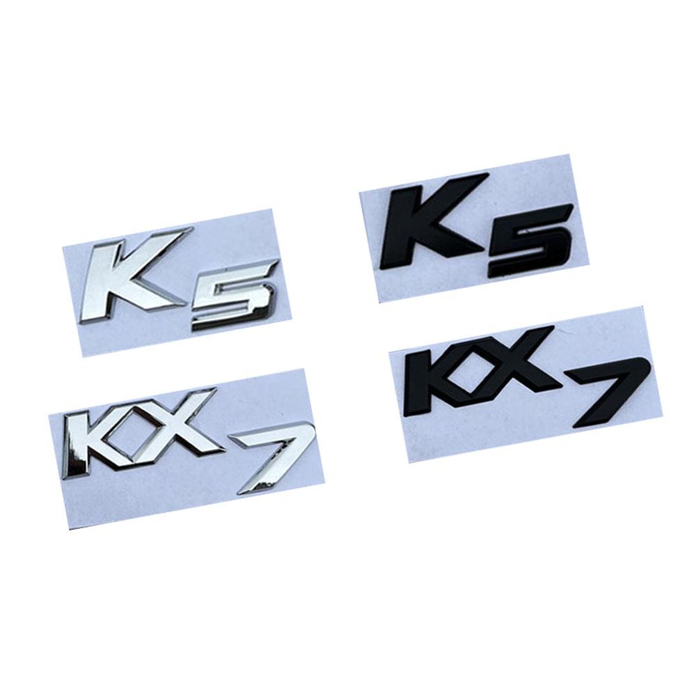 AAAGK1 Car 3D Metal Logo Lettering Badge Sticker Rear Trunk Emblem Silver Gloss Black Auto Decorate Accessories For Kia K2 K3 K4 K5 KX7