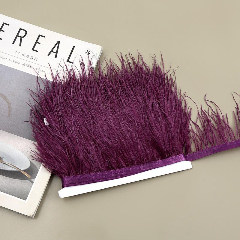 Color 8-10 Cm Ostrich Hair Cloth Edge Clothing Cuffs Hem Ostrich Feather Strips Cloth With Accessories Lace