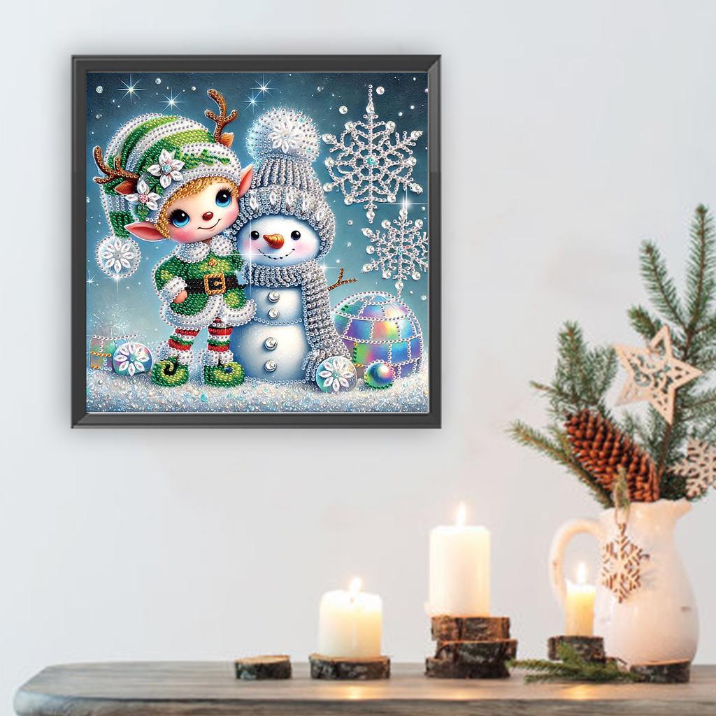 Snowman 5D DIY Diamond Art Painting Kits for Home Wall Decoration Special Shape Partial Drill Dimond Art Paintings 11.81x11.81in