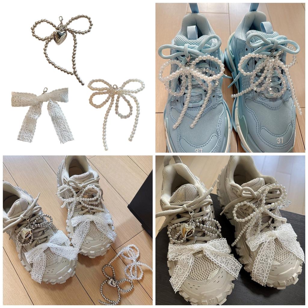 Fashion Beaded Lace Flower Shoelaces Charm Sneakers Shoe Pendant Lovely Shoes Accesories Unique Shoe Buckles for Girl
