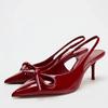 Women's Shoes Summer Red High Heels Sandals for Women Fashion Shallow Butterfly-knot Shoes Elegant Wedding Party Shoes Zapatos