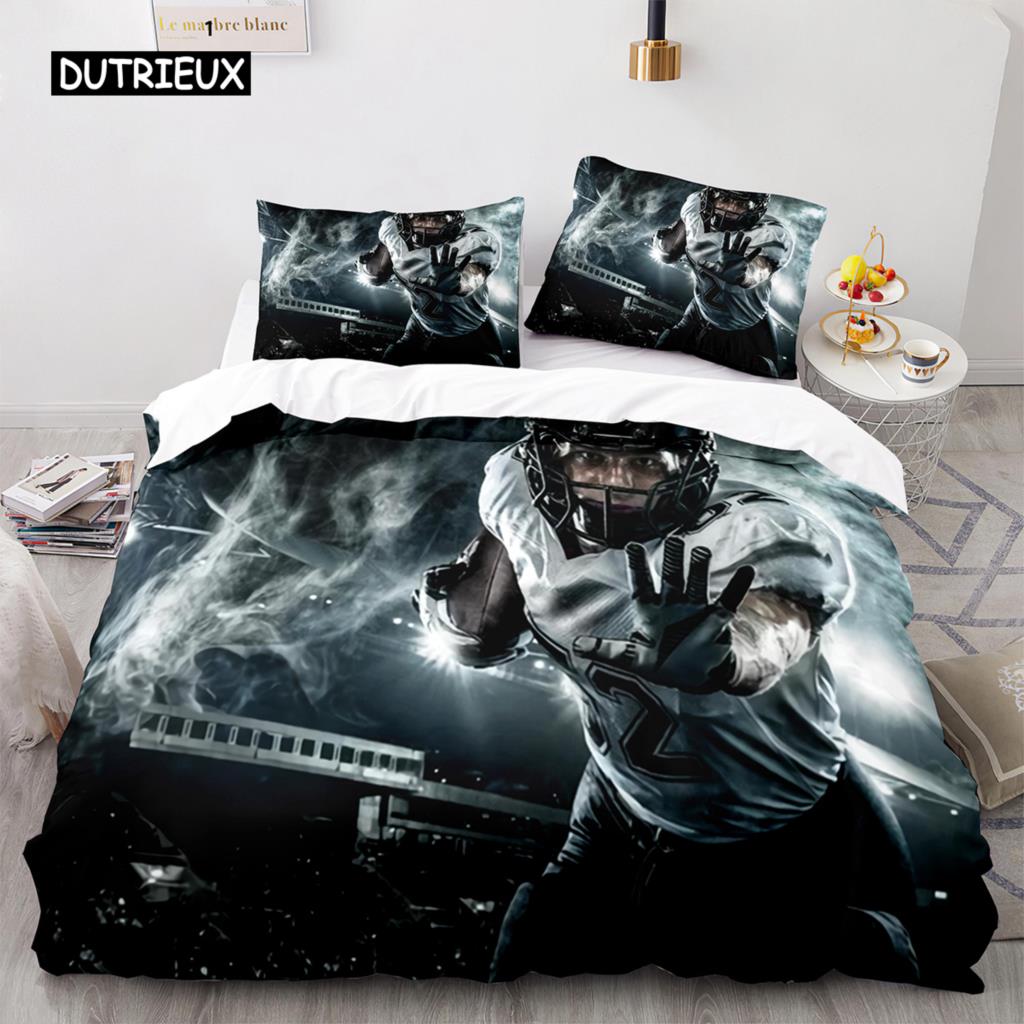 Football Duvet Cover for Boys Girls Burning Football Comforter Cover Microfiber Sports Games Theme Soft King Size Quilt Cover