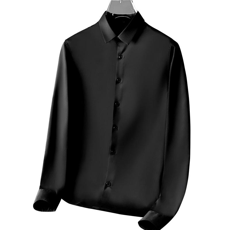 Camicia mercerizzata non stirabile da uomo, manica lunga, antipiega, camicia da cerimonia, tinta unita