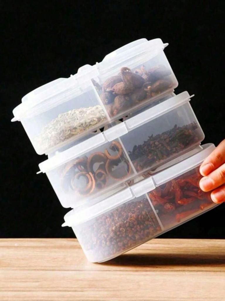 Double-Grid Food Storage Box, Minimalist Clear Storage Box For Kitchen,Kitchen,Summer Beach Party,Food,Camping,Organizer,Room Decor,Kitchen Items.