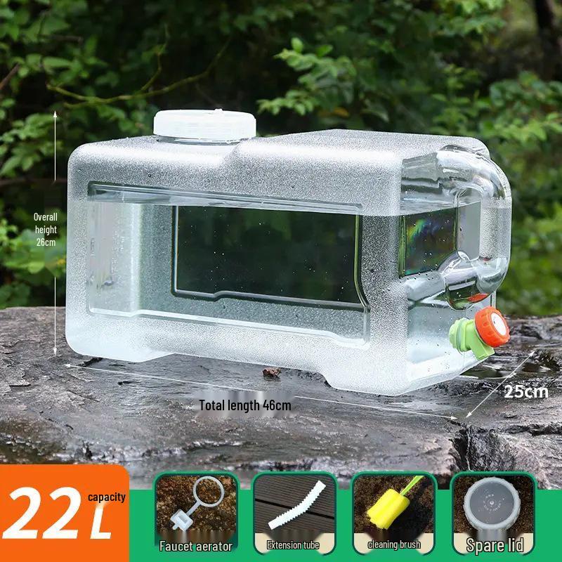 Car-Mounted Camping Water Tank: Portable Outdoor PC Bucket with Faucet, Large Capacity & Thickened for Pure Drinking Water.