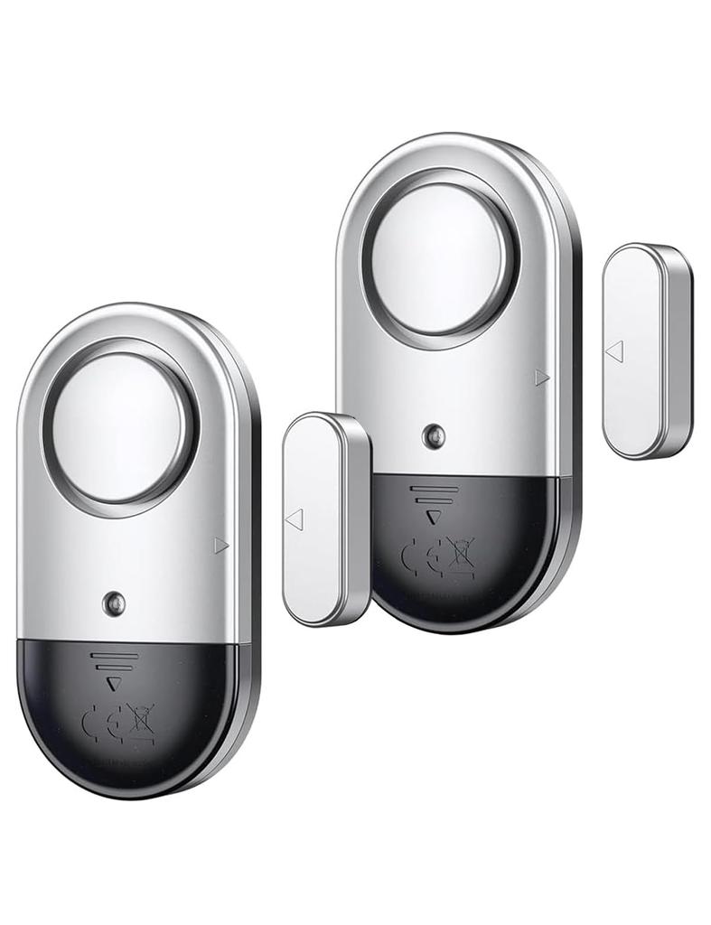 Elowen Set of Door and Window Security Alarms with Low Battery Loud 125dB Easy Stainless Steel Prevents Forgetting To and Includes Japanese