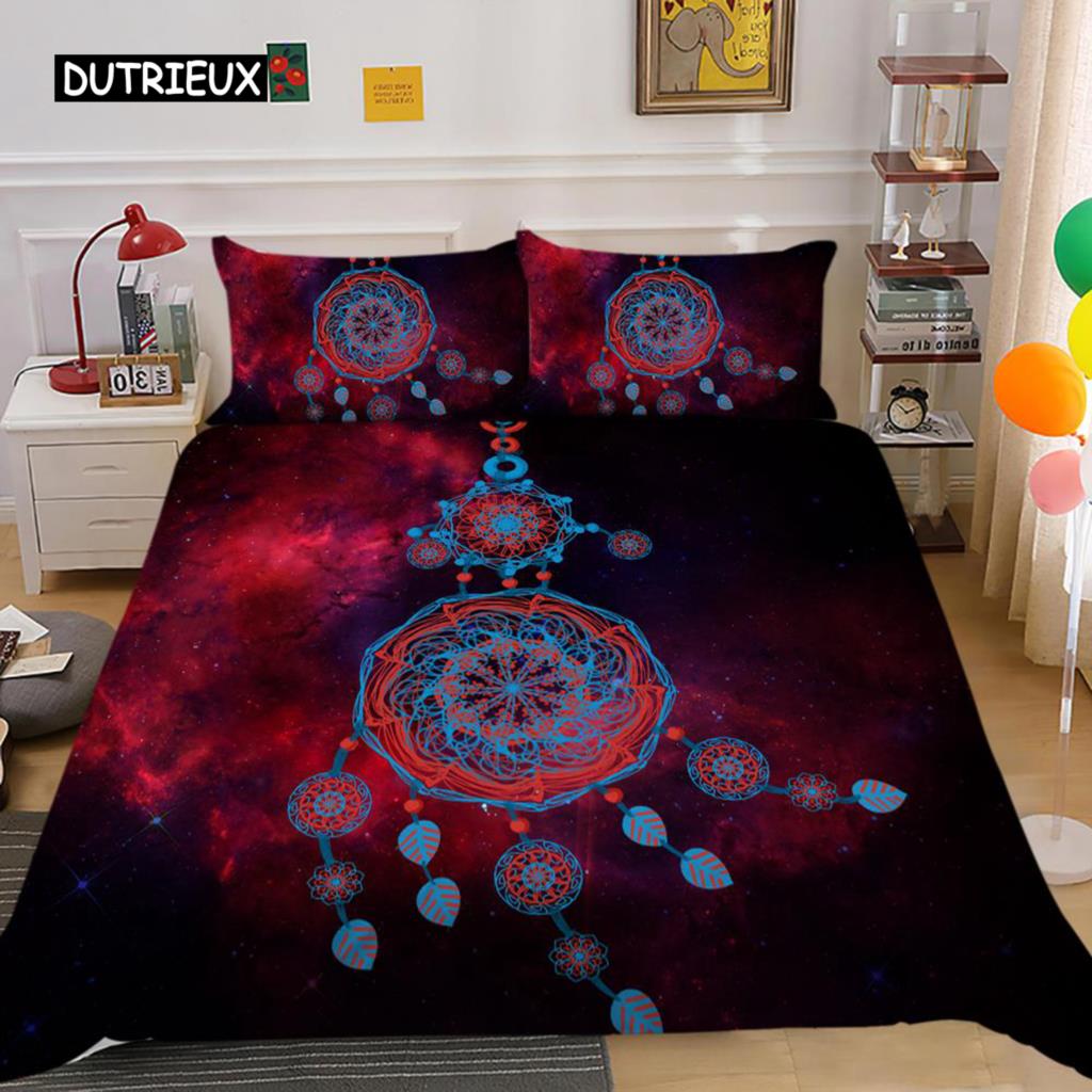 Dream Catcher Duvet Cover Set King Size Pink Boho DreamCatcher Bedding Set for Kids Teen Microfiber Bohemian Feather Quilt Cover