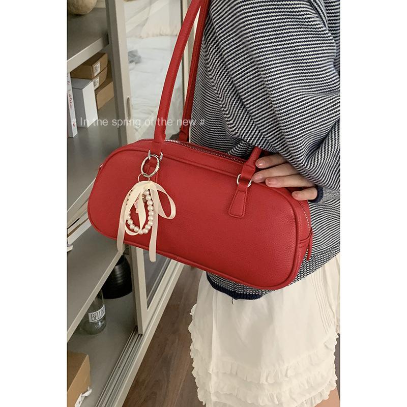 Niche texture portable bowling bag women's new fashion underarm bag simple and versatile shoulder bag