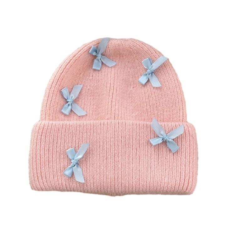Handmade Winter Beanie Hat with Bowknot Decor Hat Adult Skiing Shopping Hat
