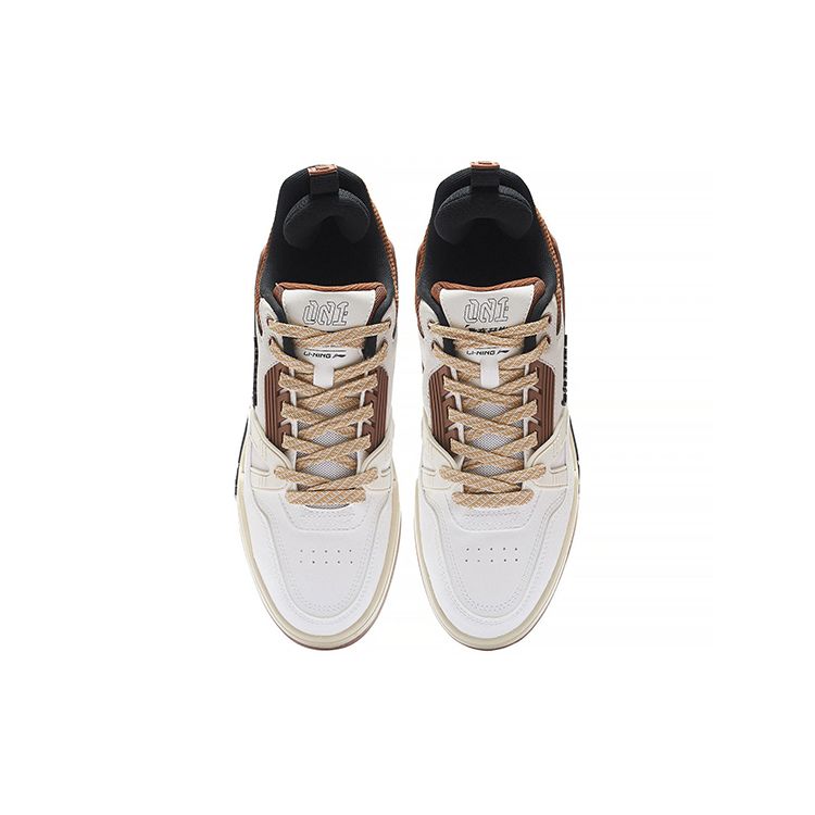 Li Ning 001 Btc Low Top Skate Shoes Men Skate Shoes White Brown AGCS103-5