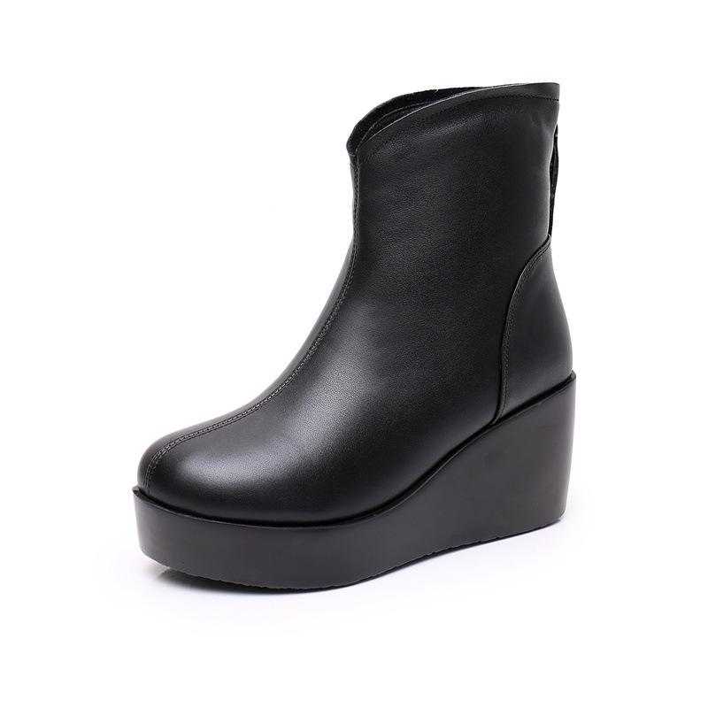 Fashion GKTINOO 2025 New Autumn Winter Women Shoes Woman Genuine Leather Wedges Snow Boots Height Increasing Short Women Boots Platform