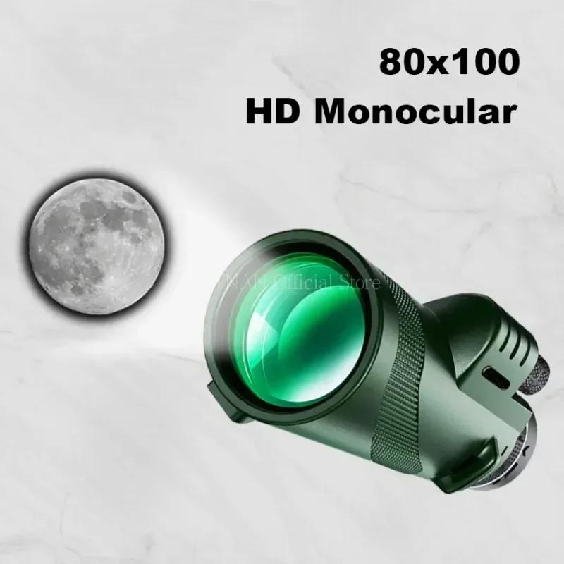 80X100 HD Monokulares Teleskop Zoom mit großer Reichweite mit Stativ Telefonclip für Outdoor Jagd Camping Tourismus