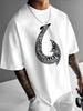 Maori Style Fishhook Pattern Men Casual T-shirt. Summer Style Fashionable and Versatile Suitable Daily Sports Wear 100% Cotton