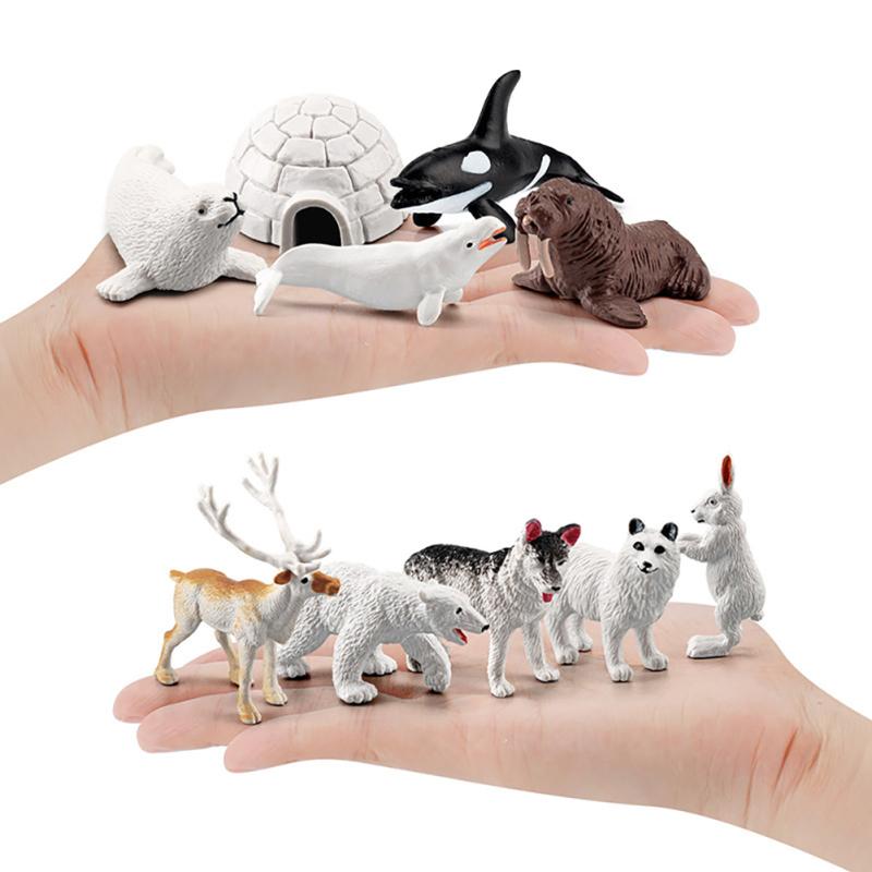 10 Pcs Arctic Animals Figurines Simulation Miniture Animals Models Kit Children Early Learning Tools