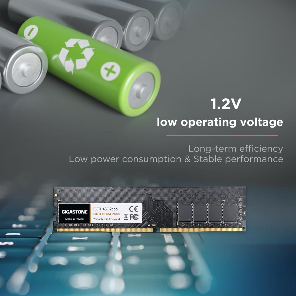 Gigastone Desktop PC Memory DDR4 8GB x 2 CL19 UDIMM 288 Pin Unbuffered Memory Module Ram Upgrade For Desktop PC (16GB) DDR4-2666MHz PC4-21300 1.2V