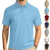 Men's Lightweight Short Sleeve Polo Shirt Breathable Fabric Loose Fit Casual Collared Shirt with Small Checkered Pattern Suitable for Large Sizes