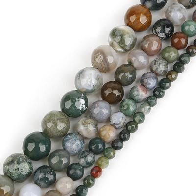Perles Facettées d'Inde, 4-10mm Pierre Naturelle 38cm Fil pour Fabrication de Bracelets DIY