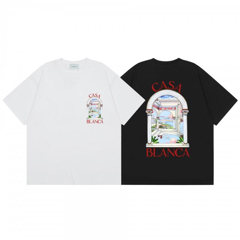 2026 Casablanca Print Loose Fit Cotton T-Shirt Men Youth Casual Wear