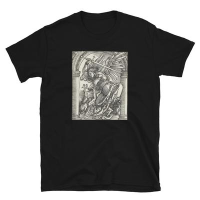 Erzengel Michael besiegt den Teufel Grafik T-Shirt Oberteile T-Shirt - Göttliches Schlacht T-Shirt
