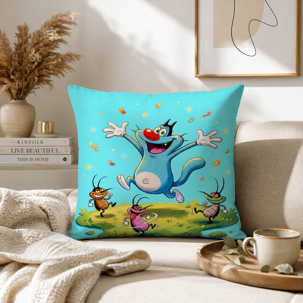 Cat Oggy and the Cockroaches-s Pillow Case for Sofa Living Room Home office Decor Protective Cover
