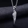 MossanRappr Sparkling Moissanite Iced Out Angel Wing Pendant Gold Plated Trendy Hip Hop Necklace Jewelry Gifts for Men Women