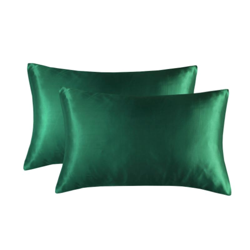 Ice Silk Pillowcase 2 Pack for Hair and Skin with Envelope Soft Breathable Smooth Solid Color Pillow Cover Bedding