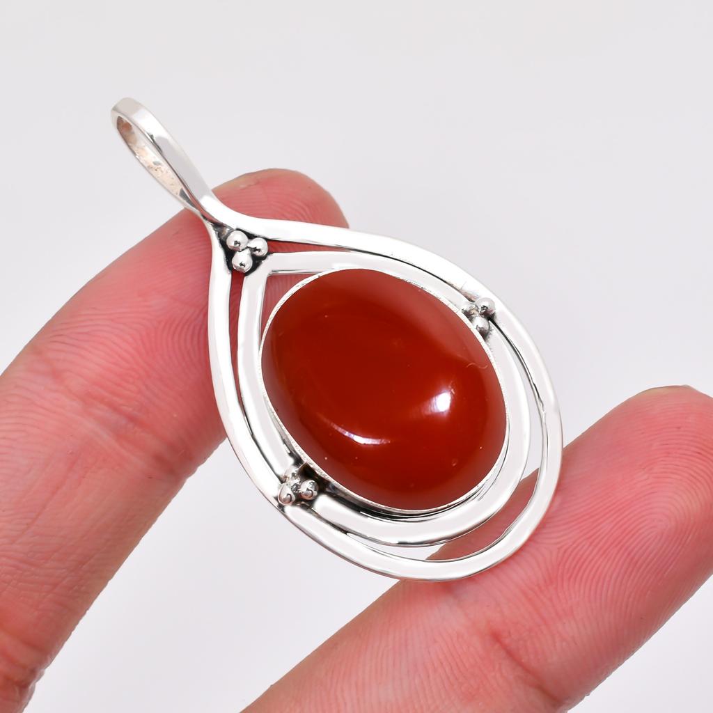 Roter Onyx - Brasilien 925 Sterling Silber Anhänger V8241, Roter Anhänger, Ovaler Anhänger, Valentinstagsgeschenk, Geschenk für Sie, Geburtstagsgeschenk, handgefertigter Schmuck, Si