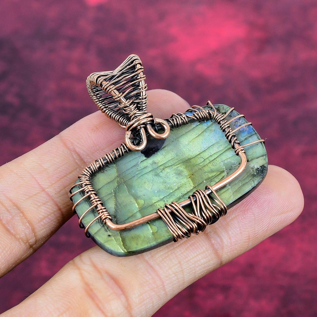 Tree Of Life Labradorite Gemstone Pendant Copper Wire Wrapped Designer Pendant