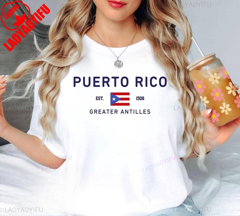 PUERTO RICO TShirt Greater Pride Travel Souvenir Heritage Letters Print High Quality Cotton Tops Tee Shirt Short Unisex Shirts