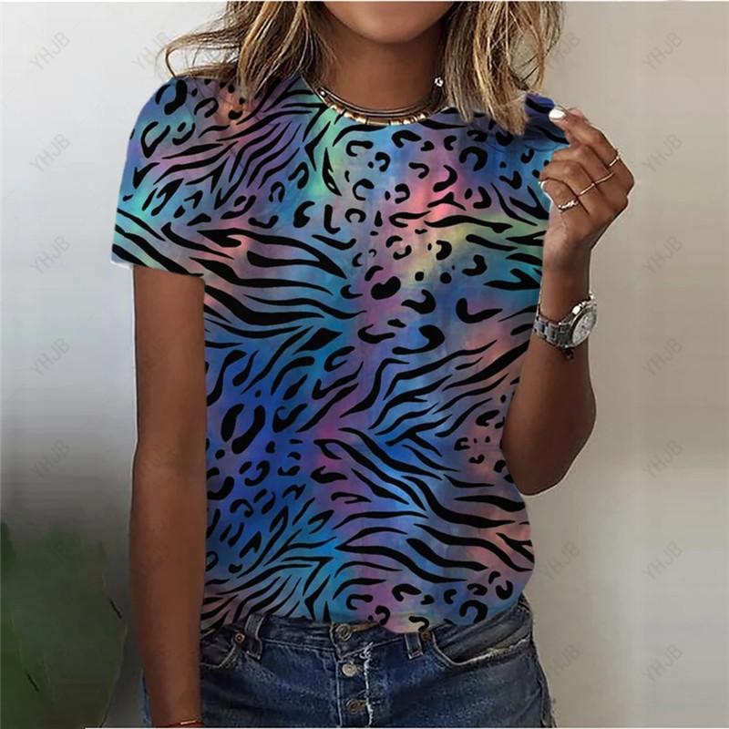 Fashion Women Striped T-Shirts Short Sleeve 3D Print Streetwear Ladies Trend T Shirt Summer O-Neck Casual Tops