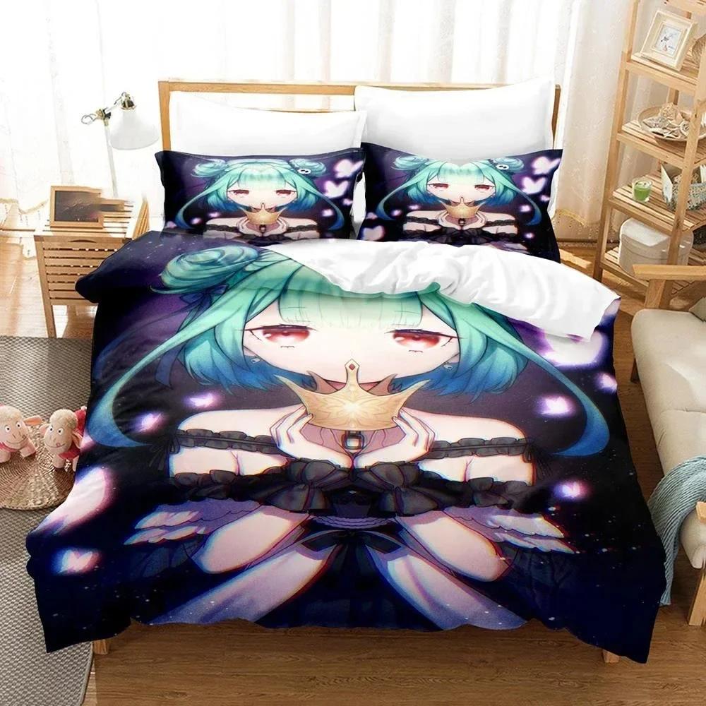 3D Uruha Rushia Anime Hololive Butterfly Girl Printed Bed Set Duvet Cover Pillowcase Bedding Set Linen Sheet Quilt Cover Size
