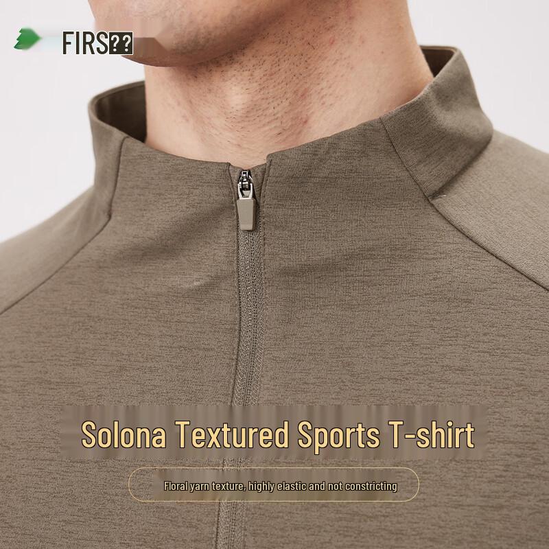 Shanshan Men s High-Elastic Half-Zip Long-Sleeve Sport Business T-Shirt L