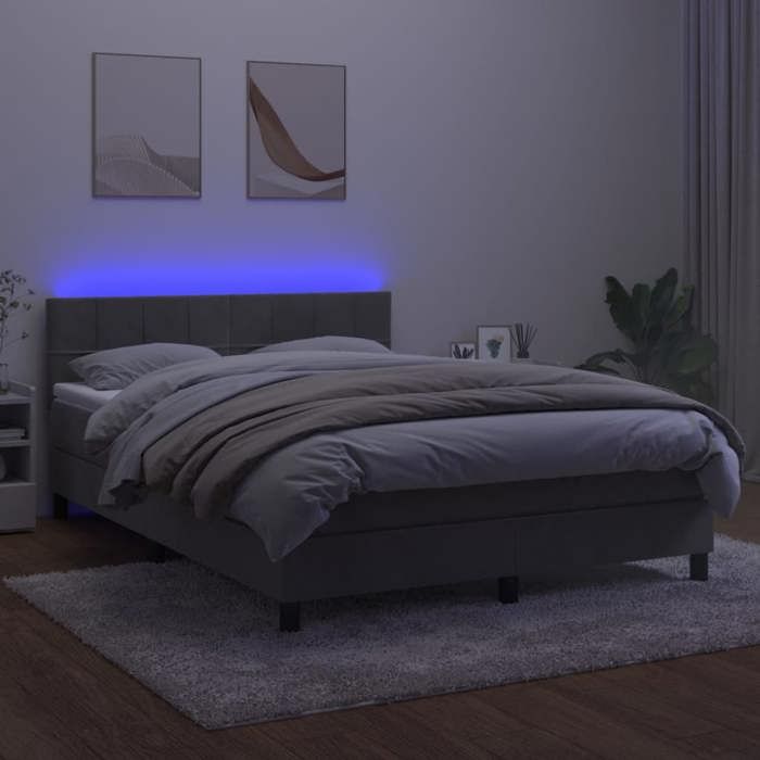 VidaXL Slat Bed Base with Mattress and LED, Upholstered Bed, Double Bed, Adult Bed for Interior Bedroom, 3134405