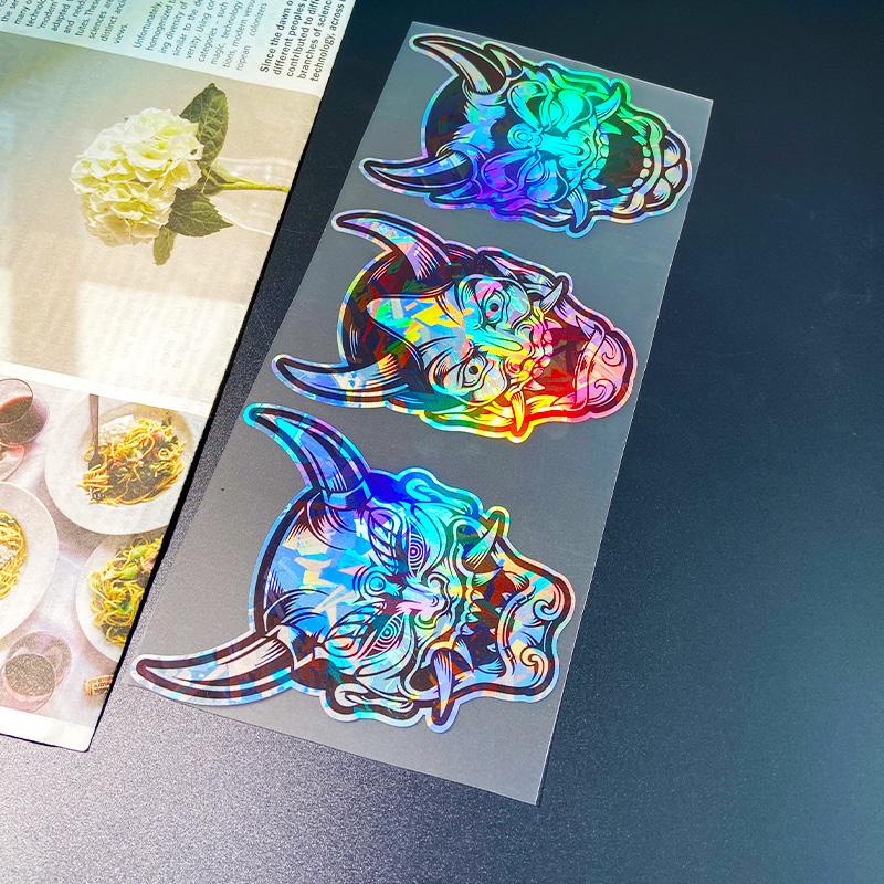 3PCS/1Set Prajna Mask JDM Motorcycle Stickers Waterproof for Motorbike Fuel Tank Helmet Box Durable Car Window Vinyl Decals