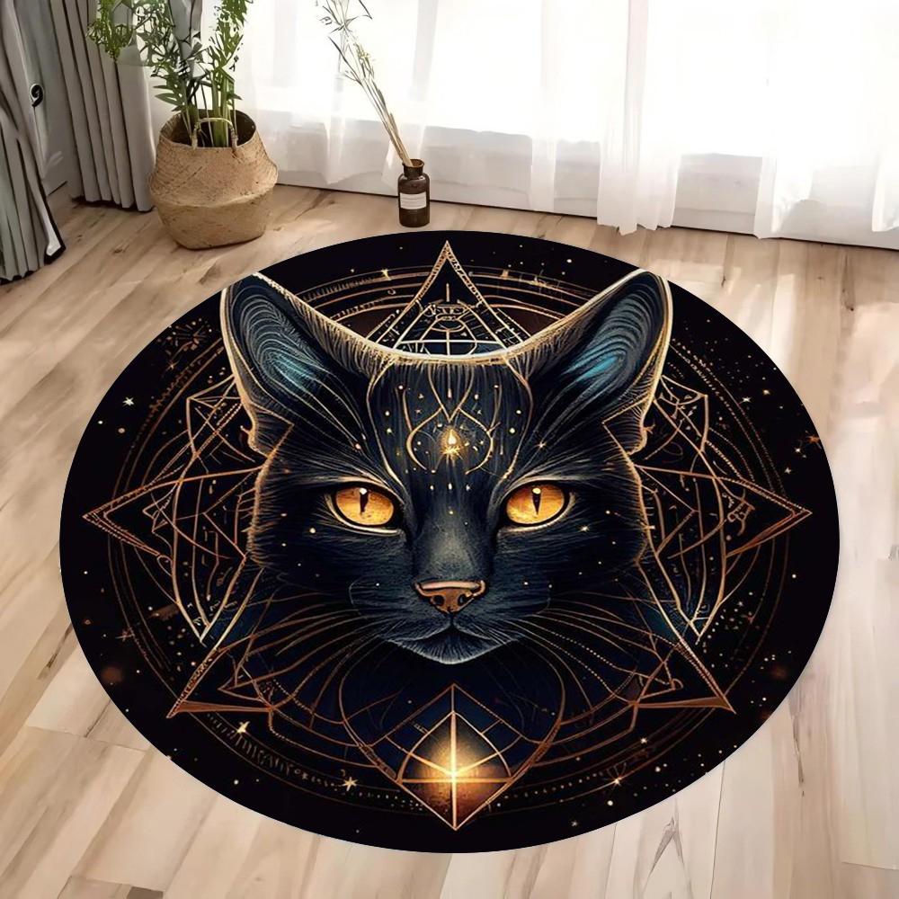 Black and White Cat Round Rug Anti-Slip Washable Carpet for Living Room Bedroom Kitchen Decor and Gift Tool Room Area Floor Mat