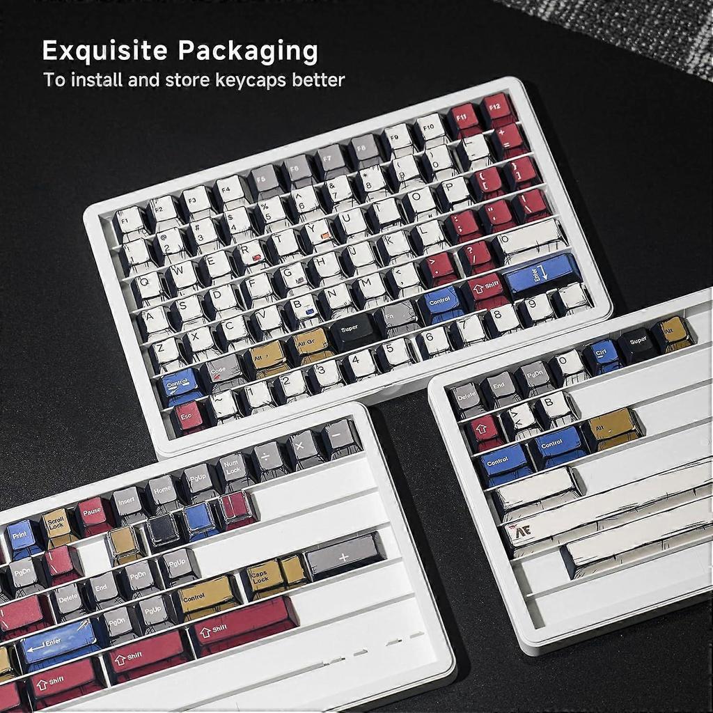 Pbt Doubleshot Keycaps, Colorful Japanese Anime Theme Keycaps Set for Mechanical