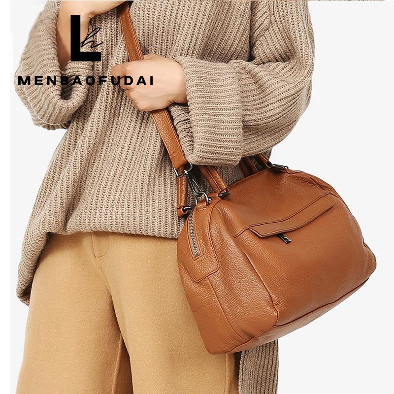 European & American Style Large Capacity Women's Soft Cowhide Handbag - Autumn/Winter Simple Fashion Shoulder Bag